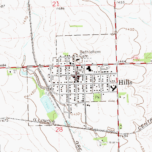 Topographic Map of Hills, MN