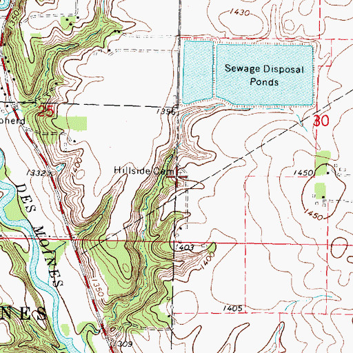 Topographic Map of Hillside Cemetery, MN