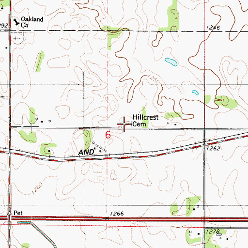 Topographic Map of Hillside Cemetery, MN