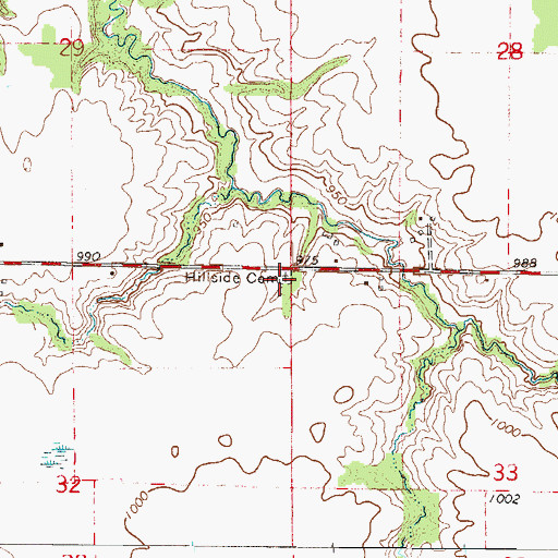 Topographic Map of Hillside Cemetery, MN