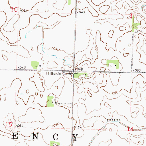 Topographic Map of Hillside Cemetery, MN