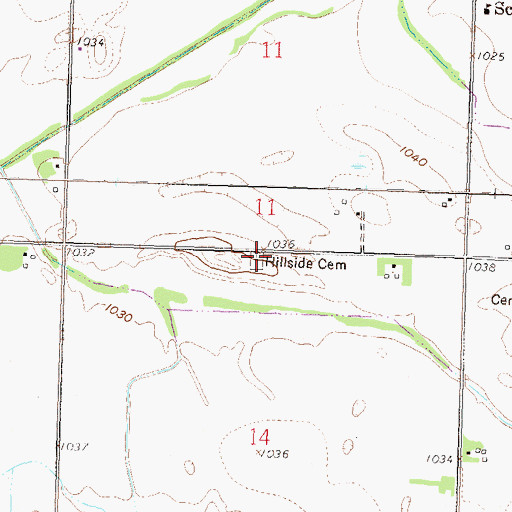 Topographic Map of Hillside Cemetery, MN