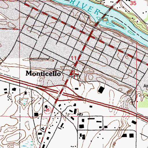 Topographic Map of Hillside Cemetery, MN