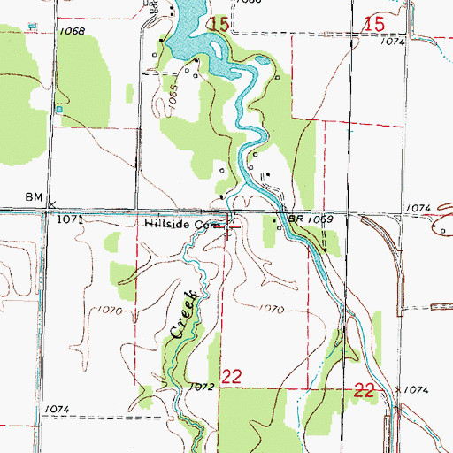 Topographic Map of Hillside Cemetery, MN