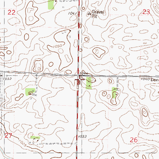 Topographic Map of Hillside School, MN