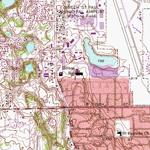 Topographic Map of Hilltop Elementary School, MN