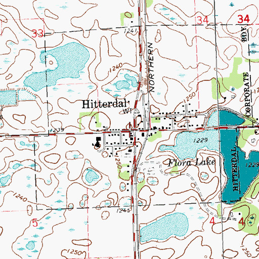 Topographic Map of Hitterdal, MN