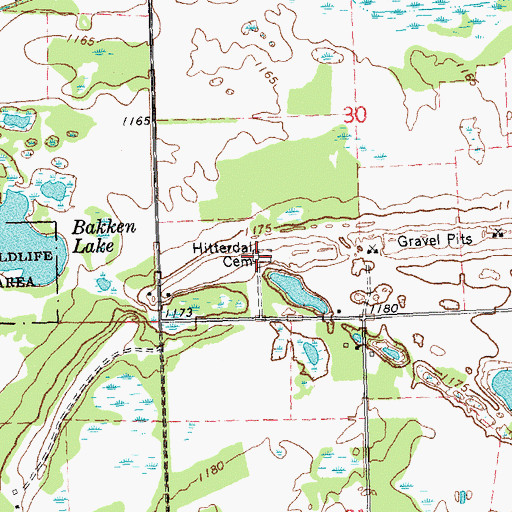Topographic Map of Hitterdal Cemetery, MN