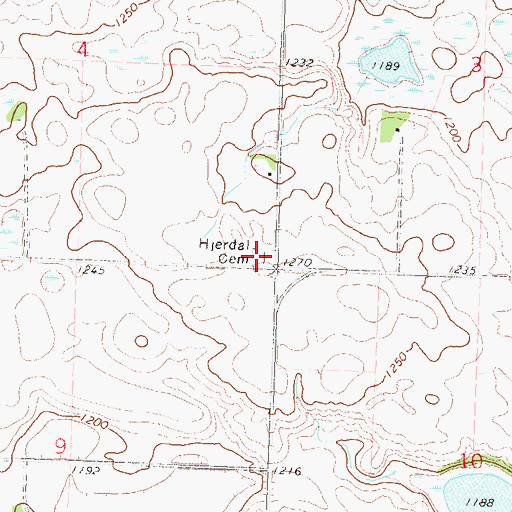 Topographic Map of Hjerdal Cemetery, MN