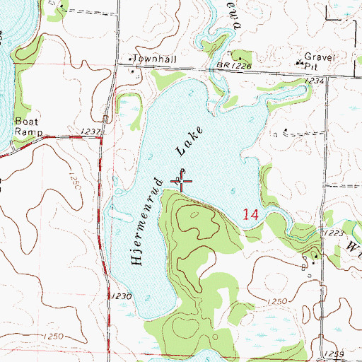 Topographic Map of Hjermenrud Lake, MN