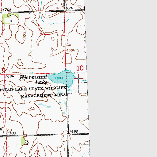 Topographic Map of Hjermstad Lake State Wildlife Management Are, MN