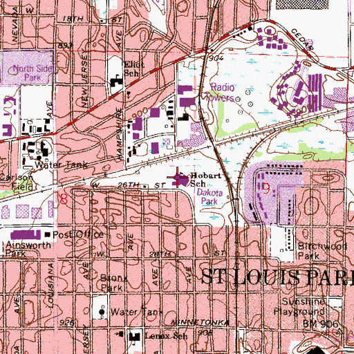 Topographic Map of Peter Hobart Primary Center, MN
