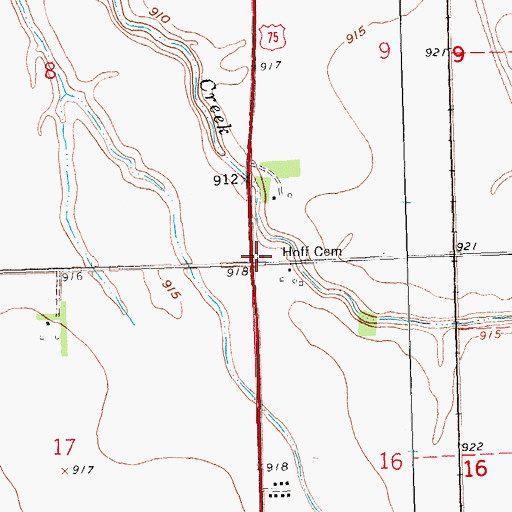 Topographic Map of Hoff Cemetery, MN