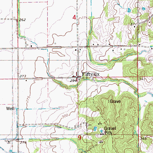 Topographic Map of Fiftysix, AR