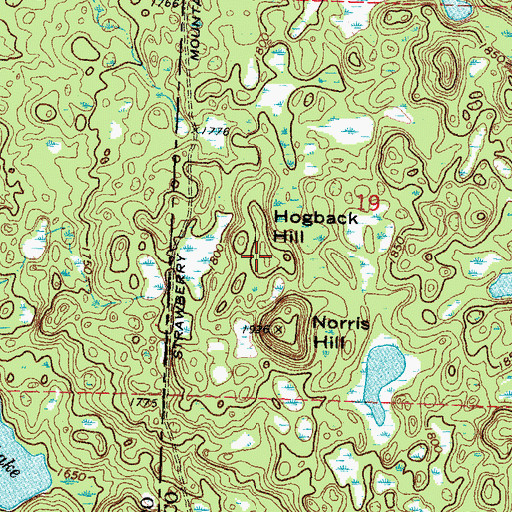 Topographic Map of Hogback Hill, MN