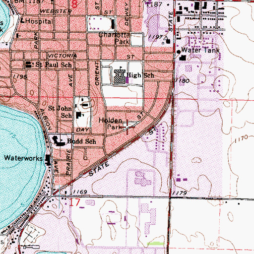 Topographic Map of Holden Park, MN