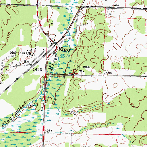 Topographic Map of Holiness Cemetery, MN