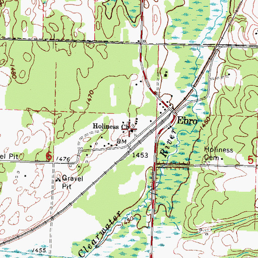 Topographic Map of Holiness Church, MN