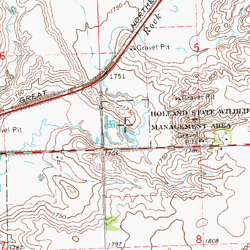 Topographic Map of Holland State Wildlife Management Area, MN