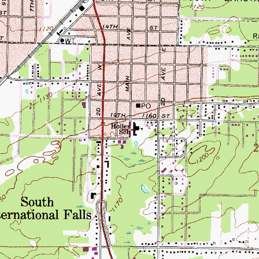 Topographic Map of Holler School, MN