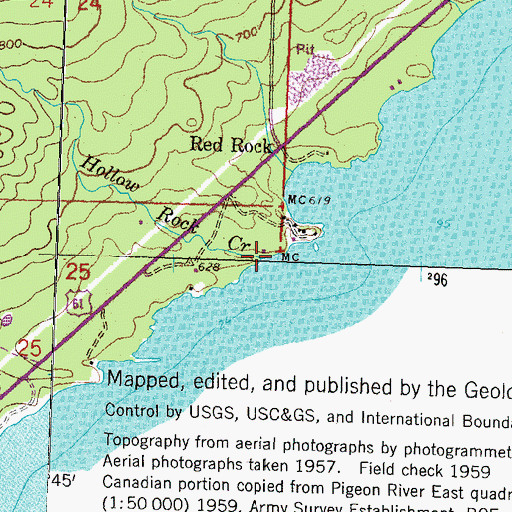 Topographic Map of Hollow Rock Creek, MN