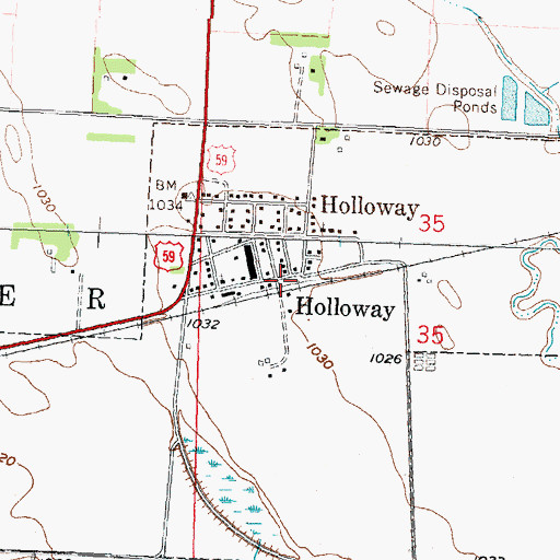 Topographic Map of Holloway, MN