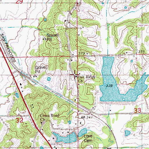 Topographic Map of Oak Ridge School (historical), AR