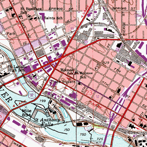 Topographic Map of Holmes School, MN