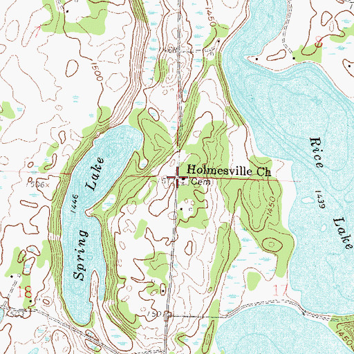 Topographic Map of Holmesville Church, MN