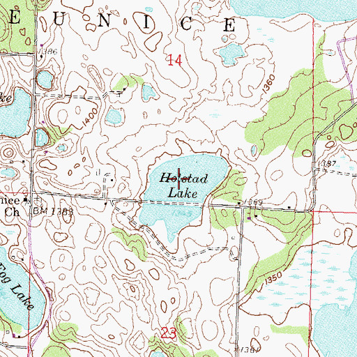 Topographic Map of Holstad Lake, MN