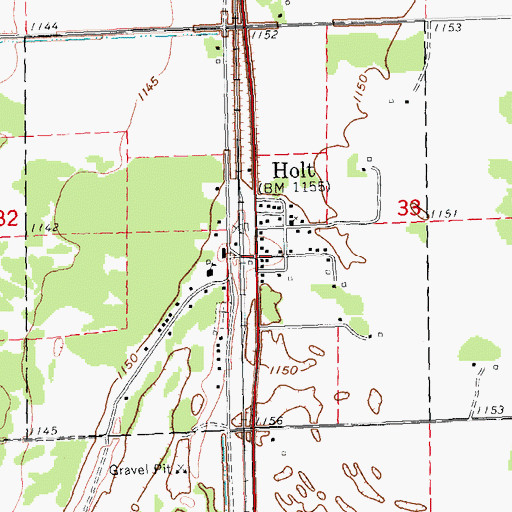 Topographic Map of Holt, MN