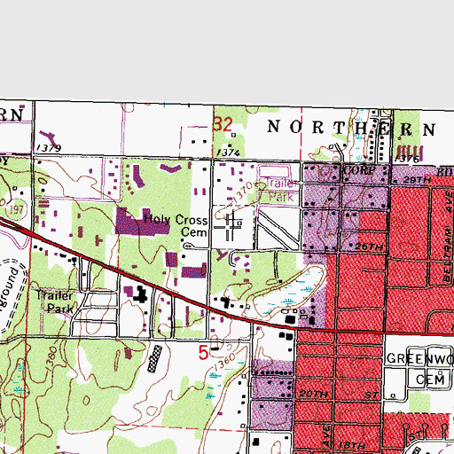 Topographic Map of Holy Cross Cemetery, MN
