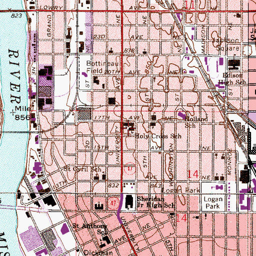 Topographic Map of Holy Cross School, MN