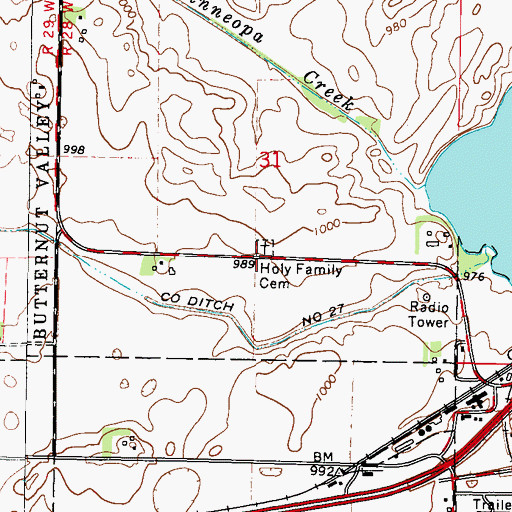 Topographic Map of Holy Family Cemetery, MN