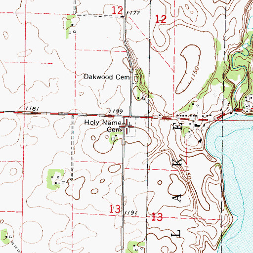 Topographic Map of Holy Family Catholic Cemetery, MN