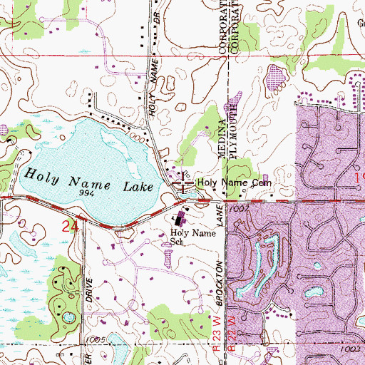Topographic Map of Holy Name Cemetery, MN