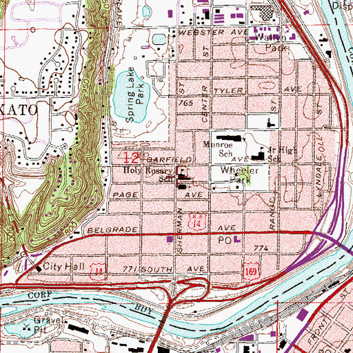 Topographic Map of Holy Rosary School, MN