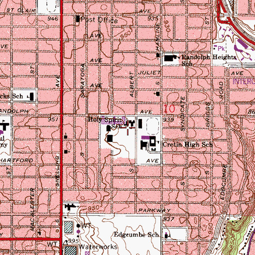 Topographic Map of Holy Spirit Catholic School, MN