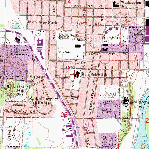 Topographic Map of Elizabeth A Seton Primary School, MN