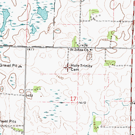 Topographic Map of Holy Trinity Cemetery, MN
