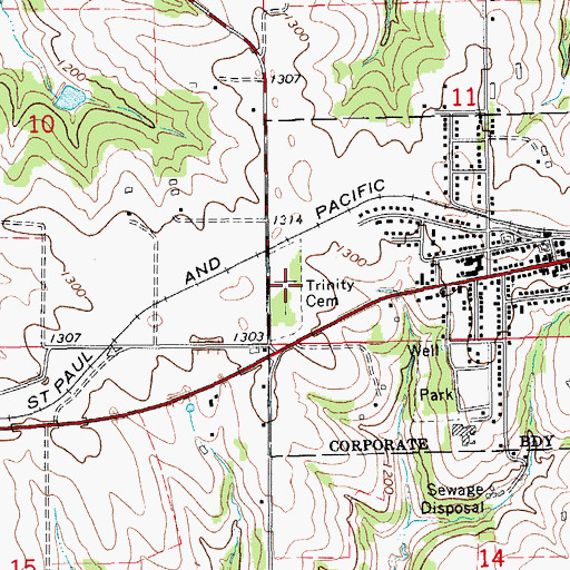 Topographic Map of Holy Trinity Cemetery, MN