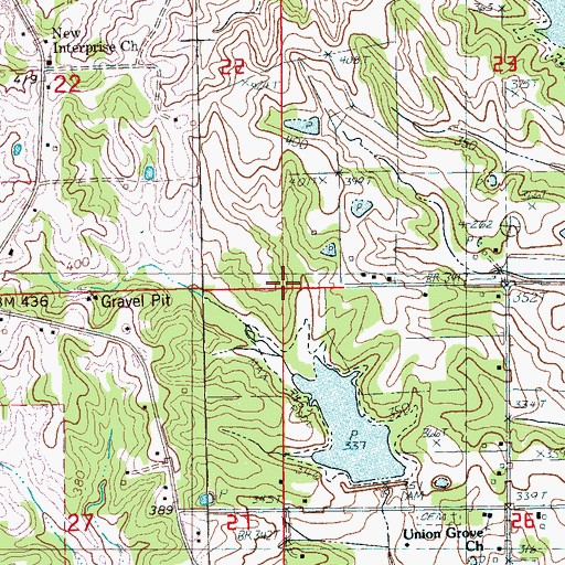 Topographic Map of Union Grove School (historical), AR