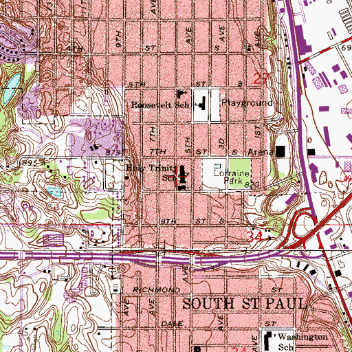 Topographic Map of Holy Trinity School, MN