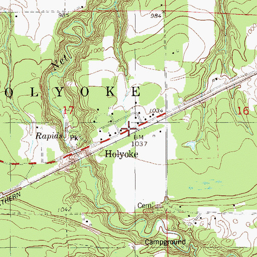 Topographic Map of Holyoke, MN