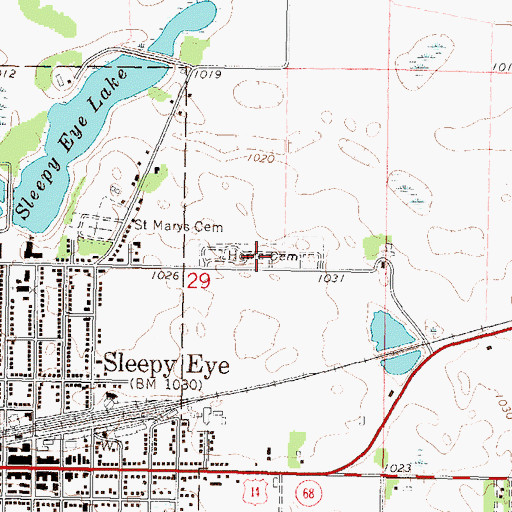 Topographic Map of Home Cemetery, MN