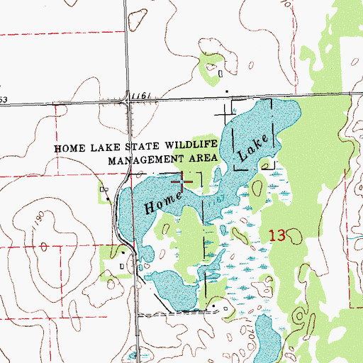 Topographic Map of Home Lake State Wildlife Management Area, MN
