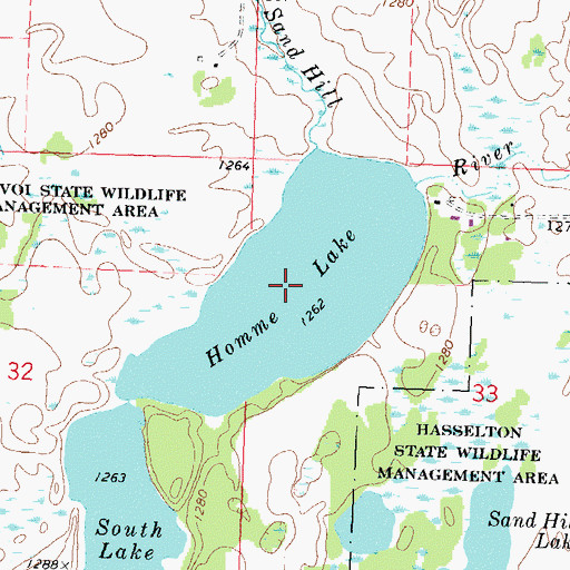 Topographic Map of Homme Lake, MN