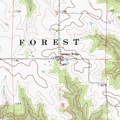 Topographic Map of Hoosier Ridge Church, MN