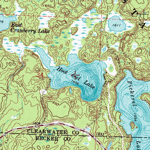 Topographic Map of Hoot Owl Lake, MN
