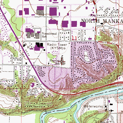 Topographic Map of Hoover School, MN